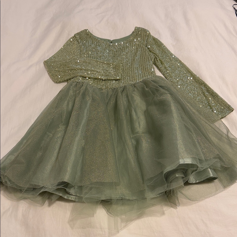 Zunie Sage Green Sequin Tulle Party Dress